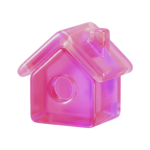 A birdhouse, a pink glass 3D object from Setters