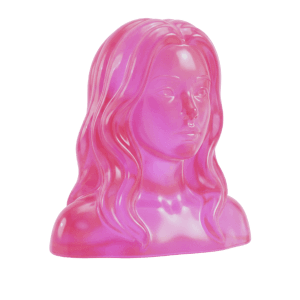 A woman's bust, a pink glass 3D object from Setters