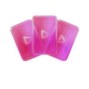 Three video cards, a pink glass 3D object from Setters
