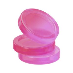 A stack of coins, a pink glass 3D object from Setters