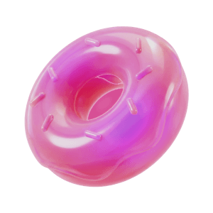 A donut, a pink glass 3D object from Setters