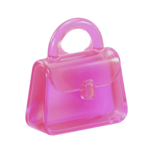 A handbag, a pink glass 3D object from Setters