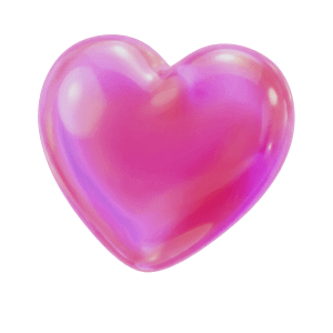 A heart, a pink glass 3D object from Setters