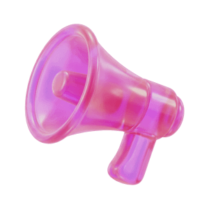 A megaphone, a pink glass 3D object from Setters