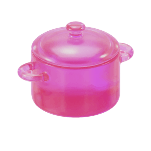 A pot, a pink glass 3D object from Setters