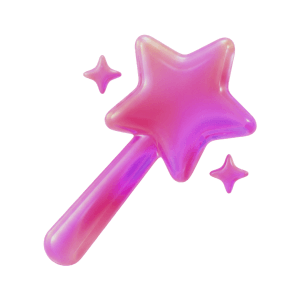 A magic wand, a pink glass 3D object from Setters