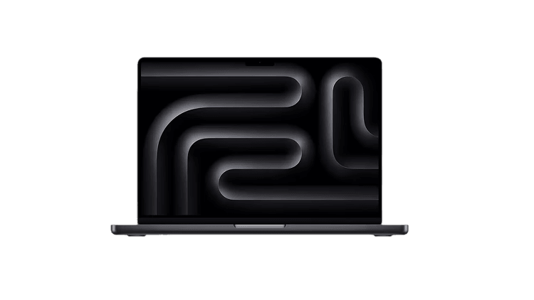 MacBook Pro 14 inch, space black, lid open