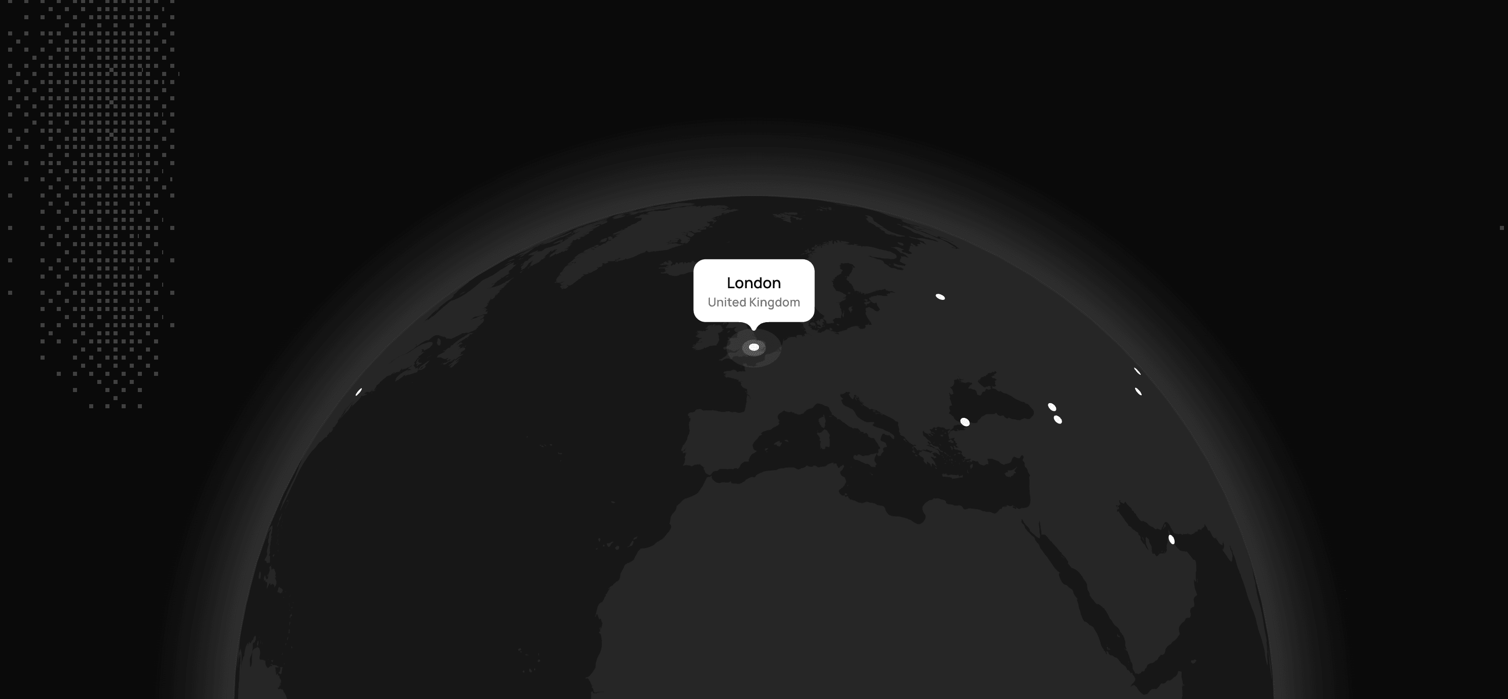 The globe on the About page with London and the places Kir has been