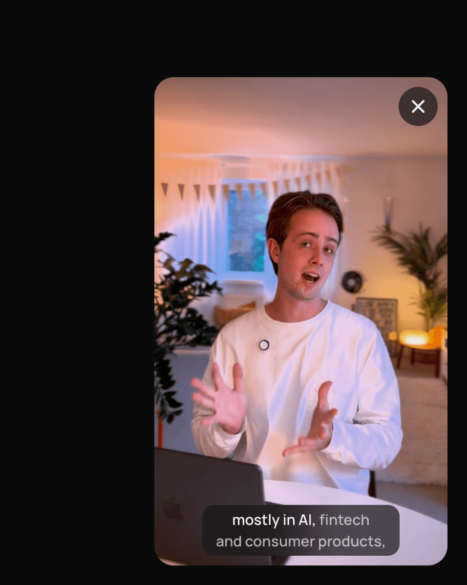 The same video widget open in the browser, with subtitles and the glass controls