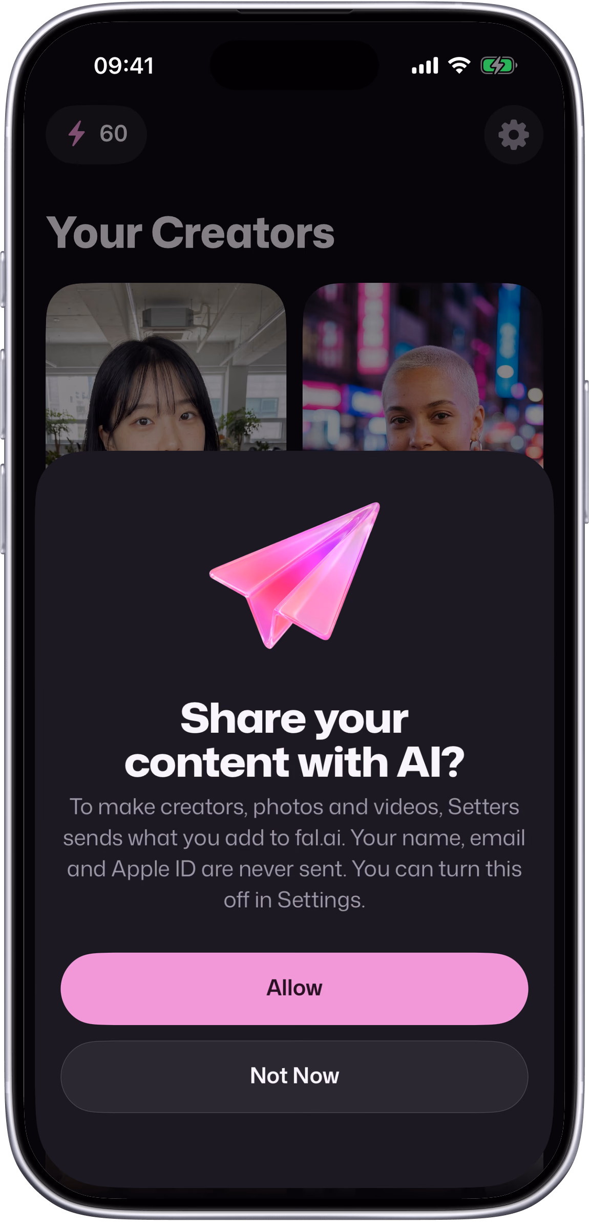 Setters: share your content with AI? Allow or Not Now