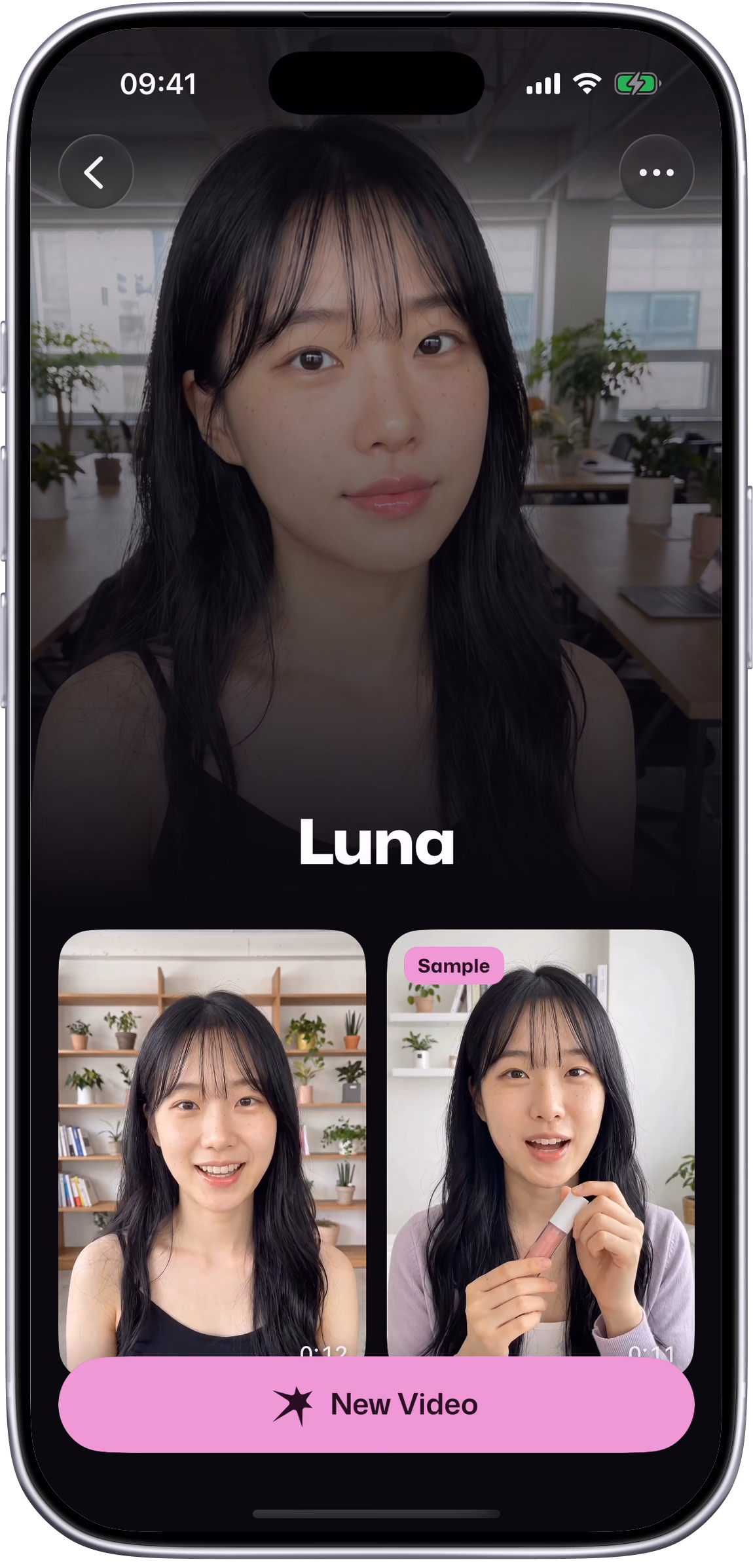 Setters: Luna's page opens her intro video, then her ad for a lip gloss