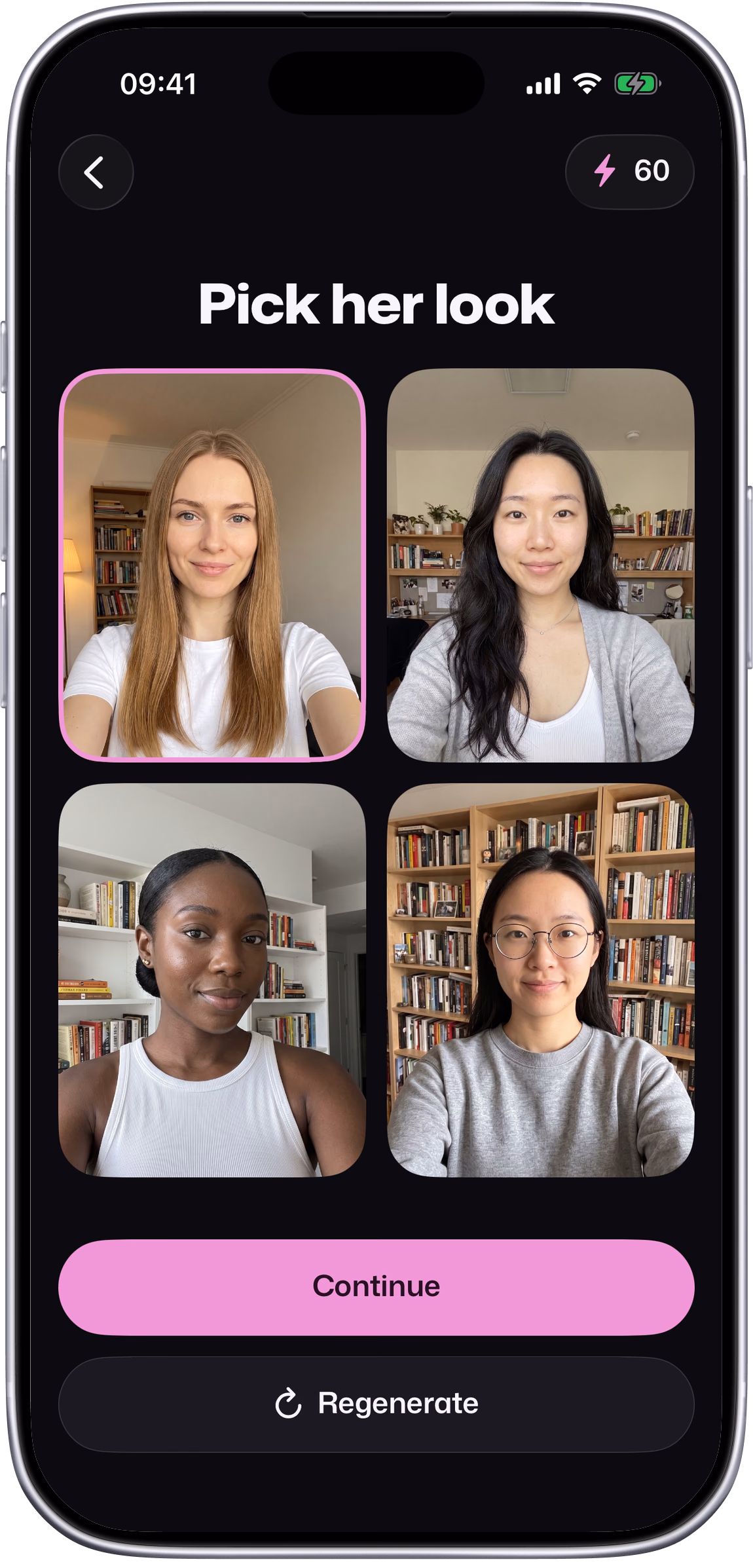 Setters: pick her look, four generated looks
