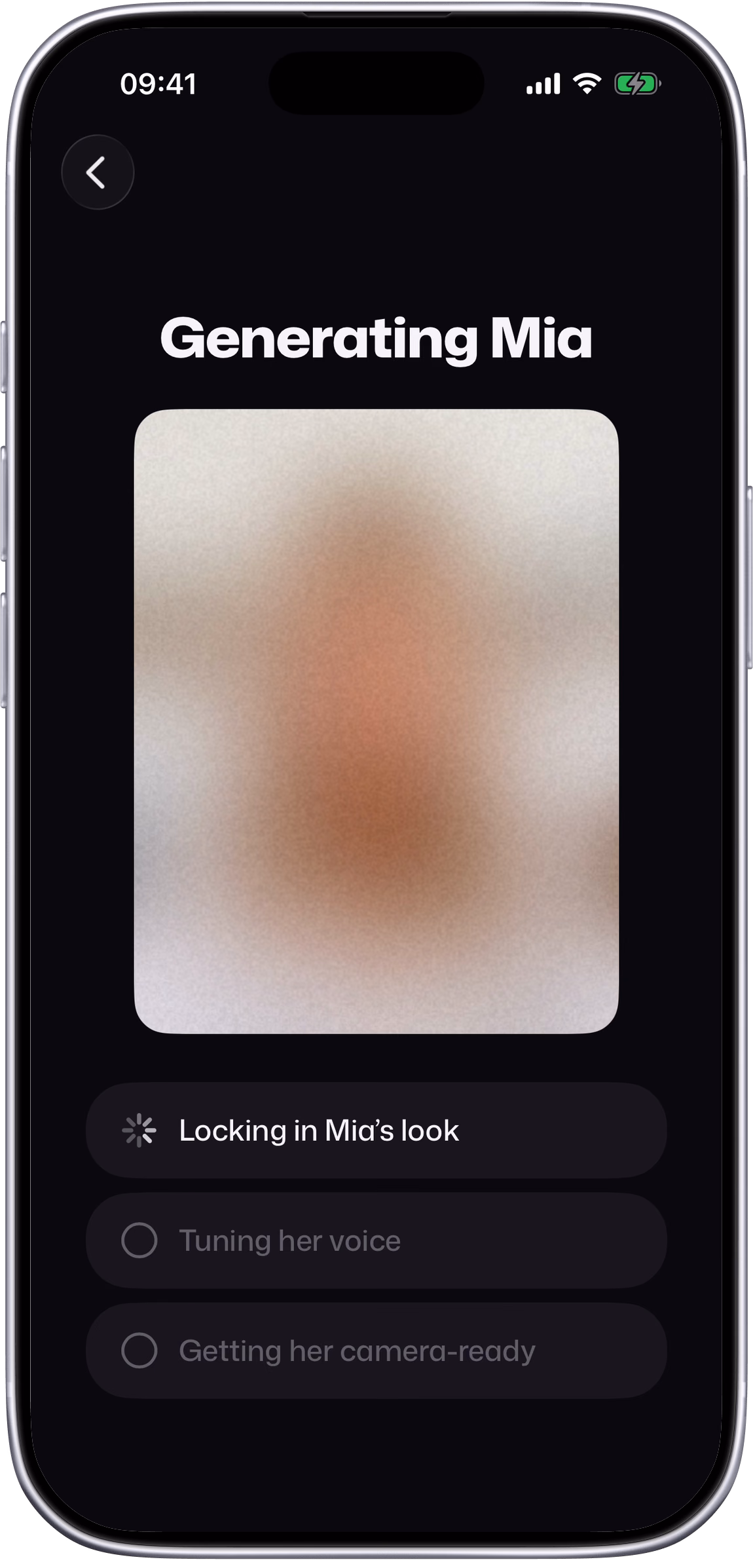Setters: generating Mia, a new creator, then her page