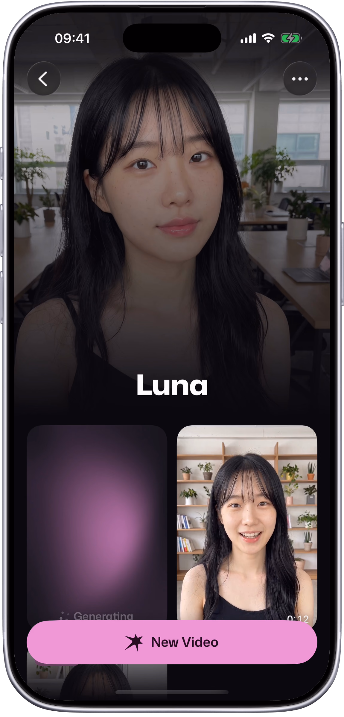 Setters: a video in progress on Luna's page develops into the finished clip