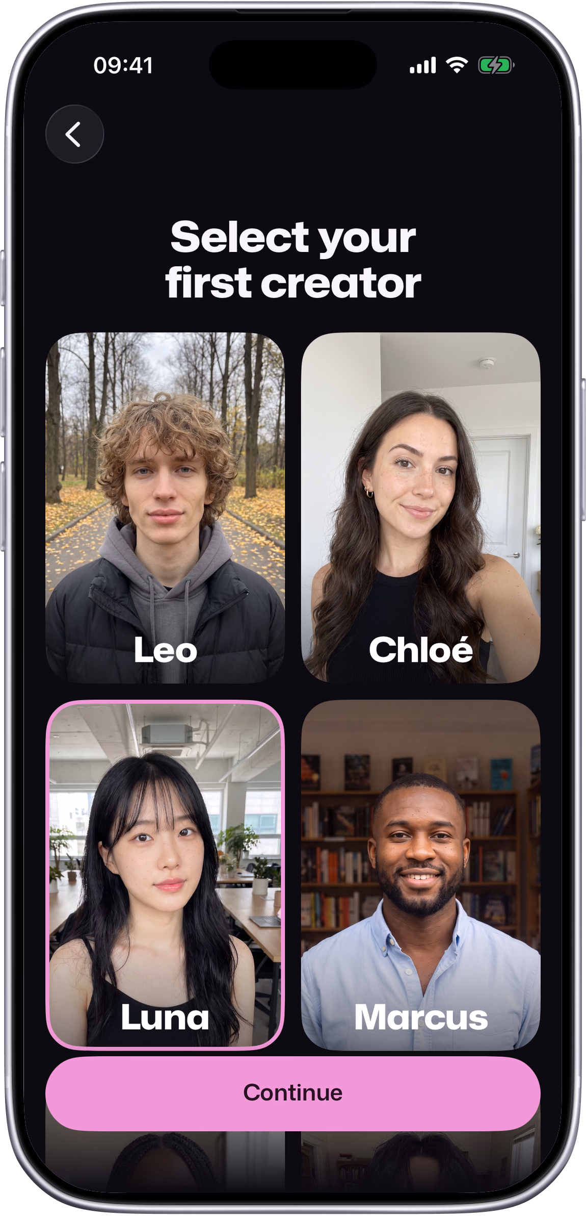 Setters onboarding: select your first creator