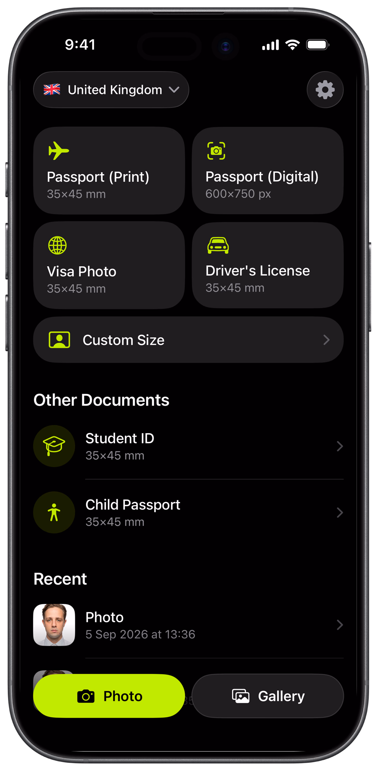 SnapID: document types for the United Kingdom